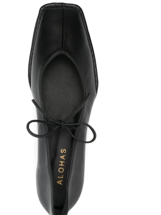 ALOHAS Shoes - Size 39 - ALOHA Sway Black Leather Square Toe Ballet Flats – EUC